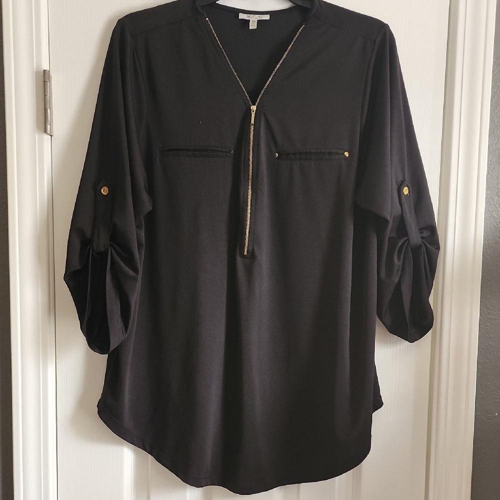 Black Zippered Women's Top